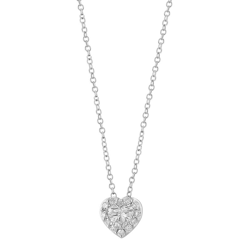EFFY Lab Grown Diamond Heart Halo Pendant in 14k White Gold image number null
